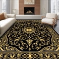 thumbnail image 1 of ODIKA 8'x10' Machine Washable Non-Slip Area Rug, Noble Artistry Showcasing Delicate Intertwined Vines High Traffic Rug, Black, 462803, 1 of 7