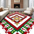 thumbnail image 1 of ODIKA 8'x10' Machine Washable Non-Slip Area Rug, Nordic Festive Chevron with Cane Leg and Starburst Embellishments High Traffic Rug with Pad, Red, 651951, 1 of 8