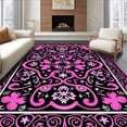 thumbnail image 1 of ODIKA 8'x10' Machine Washable Non-Slip Area Rug, Nordic Frosted Starfield with Interlocking Snowflake and Moon Motifs High Traffic Rug with Pad, Black, 631276, 1 of 8