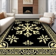 thumbnail image 1 of ODIKA 8'x10' Machine Washable Non-Slip Area Rug, Nordic Snowflake Medallion Design Gilded Sparkle Ornament High Traffic Rug with Pad, Black, 734508, 1 of 8