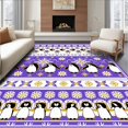 thumbnail image 1 of ODIKA 8'x10' Machine Washable Non-Slip Area Rug, Nordic Winter Penguin Parade with Snowflake Accents High Traffic Rug, Purple, 670807, 1 of 7