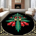 thumbnail image 1 of ODIKA 8'x10' Machine Washable Non-Slip Area Rug, Nordic Winter Tree Scene with Festive Bell Ornaments Interlocking High Traffic Rug, Black, 649167, 1 of 7