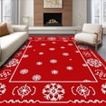 thumbnail image 1 of ODIKA 8'x10' Machine Washable Non-Slip Area Rug, Nordic Winter Wonderland Decorative Festive Tapestry High Traffic Rug with Pad, Red, 503386, 1 of 8