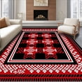thumbnail image 1 of ODIKA 8'x10' Machine Washable Non-Slip Area Rug, Nordic Winter Yuletide Seasonal Crosshatch Arrangement High Traffic Rug, Black, 731190, 1 of 7