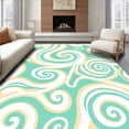 thumbnail image 1 of ODIKA 8'x10' Machine Washable Non-Slip Area Rug, Ocean Foam Swirl Design Complete Bathroom Kit with Hooks High Traffic Rug, Green, 707749, 1 of 7