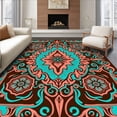 thumbnail image 1 of ODIKA 8'x10' Machine Washable Non-Slip Area Rug, Oceanic Shell Medallion Bath with Swirling Wave Motifs High Traffic Rug, Brown, 718143, 1 of 7