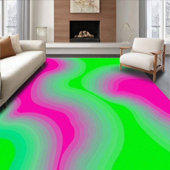 ODIKA 8'x10' Machine Washable Non-Slip Area Rug, Ombre Fade Transition Effect Minimalist Chic Interior Accent High Traffic Rug, Pink, 556753