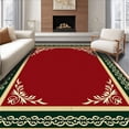 thumbnail image 1 of ODIKA 8'x10' Machine Washable Non-Slip Area Rug, Opulent Interlocking Chainwork Enhanced with Festive Laurel High Traffic Rug with Pad, Red, 604486, 1 of 8