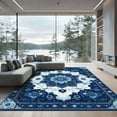 thumbnail image 1 of ODIKA 8'x10' Machine Washable Non-Slip Area Rug, Oriental Navy Blue High Traffic Rug, Blue, 1053169, 1 of 7