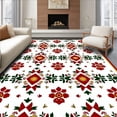 thumbnail image 1 of ODIKA 8'x10' Machine Washable Non-Slip Area Rug, Ornamental Pinecone and Snowflake Ensemble with Festive Flair High Traffic Rug, Red, 735587, 1 of 7