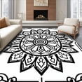thumbnail image 1 of ODIKA 8'x10' Machine Washable Non-Slip Area Rug, Ornate Overlay with Interlocking Accents High Traffic Rug, Black, 527721, 1 of 7