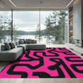 thumbnail image 1 of ODIKA 8'x10' Machine Washable Non-Slip Area Rug, Pink & Black Abstract Circles High Traffic Rug, Pink, 903010, 1 of 7