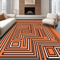 thumbnail image 1 of ODIKA 8'x10' Machine Washable Non-Slip Area Rug, Pinstripe Maze with Interlocking Modern Stripes High Traffic Rug, Orange, 511335, 1 of 7