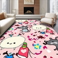 thumbnail image 1 of ODIKA 8'x10' Machine Washable Non-Slip Area Rug, Playful Animal Friends Doormat Featuring Smiling Critter Motifs High Traffic Rug with Pad, Pink, 728341, 1 of 8