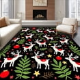 thumbnail image 1 of ODIKA 8'x10' Machine Washable Non-Slip Area Rug, Playful Reindeer and Evergreen Forest Scene with Baubles Design High Traffic Rug, White, 743777, 1 of 7