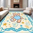 thumbnail image 1 of ODIKA 8'x10' Machine Washable Non-Slip Area Rug, Playful Teddy Bear Emblem Design with Whimsical Accents High Traffic Rug with Pad, Beige, 721456, 1 of 8