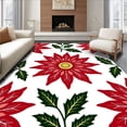 thumbnail image 1 of ODIKA 8'x10' Machine Washable Non-Slip Area Rug, Poinsettia Bloom Christmas Floor Pair High Traffic Rug, Red, 739315, 1 of 7
