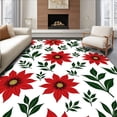 thumbnail image 1 of ODIKA 8'x10' Machine Washable Non-Slip Area Rug, Poinsettia Bloom Christmas with Golden Bell Details High Traffic Rug, Red, 733201, 1 of 7
