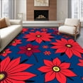 thumbnail image 1 of ODIKA 8'x10' Machine Washable Non-Slip Area Rug, Poinsettia Bloom Kit Floral Blossom High Traffic Rug with Pad, Red, 634806, 1 of 8