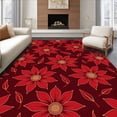thumbnail image 1 of ODIKA 8'x10' Machine Washable Non-Slip Area Rug, Poinsettia Bloom Ornamental Toilet Seat Ensemble with Matching High Traffic Rug, Red, 735823, 1 of 7