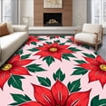 thumbnail image 1 of ODIKA 8'x10' Machine Washable Non-Slip Area Rug, Poinsettia Bloom Punch Needle DIY Kit with Embroidery Hoop Supplies High Traffic Rug, Red, 644565, 1 of 7