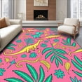 thumbnail image 1 of ODIKA 8'x10' Machine Washable Non-Slip Area Rug, Prehistoric Forest with Smiling Dinosaurs and Twisting Ferns High Traffic Rug, Pink, 723299, 1 of 7