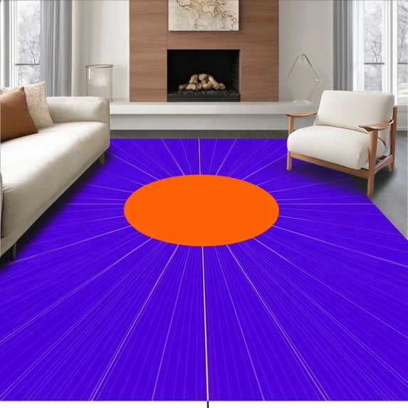 ODIKA 8'x10' Machine Washable Non-Slip Area Rug, Professional Court Inspired Hardwood Flooring Graphic High Traffic Rug with Pad, Purple, 674803