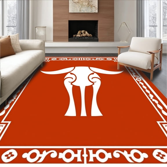 ODIKA 8'x10' Machine Washable Non-Slip Area Rug, Proud Alumni Heritage Memorabilia Showpiece High Traffic Rug, Red, 669704