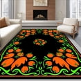 thumbnail image 1 of ODIKA 8'x10' Machine Washable Non-Slip Area Rug, Pumpkin Patch Harvest Doormat with Autumn Vine Border Details High Traffic Rug, Orange, 729984, 1 of 7