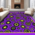 thumbnail image 1 of ODIKA 8'x10' Machine Washable Non-Slip Area Rug, Punk Rock Skater Emblems and Abstract Ice High Traffic Rug, Purple, 677238, 1 of 7