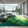 thumbnail image 1 of ODIKA 8'x10' Machine Washable Non-Slip Area Rug, Rainforest Frond Accent High Traffic Rug with Pad, Green, 896819, 1 of 8