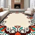 thumbnail image 1 of ODIKA 8'x10' Machine Washable Non-Slip Area Rug, Retro Fairy Tale Mushrooms and Dainty Floral Filigree Motif High Traffic Rug with Pad, Brown, 556933, 1 of 8