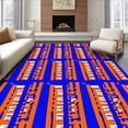 thumbnail image 1 of ODIKA 8'x10' Machine Washable Non-Slip Area Rug, Retro Sports Stripe Grid with Interlocking Bold Letter Accents High Traffic Rug with Pad, Blue, 669931, 1 of 8