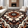 thumbnail image 1 of ODIKA 8'x10' Machine Washable Non-Slip Area Rug, Reversible Medallion with Intricate Floral Motifs High Traffic Rug with Pad, Brown, 710494, 1 of 8