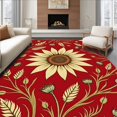 thumbnail image 1 of ODIKA 8'x10' Machine Washable Non-Slip Area Rug, Rustic Autumn Garden with Sunflower Petal High Traffic Rug, Red, 511439, 1 of 7
