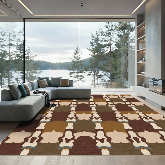 ODIKA 8x10 Machine Washable Non-Slip Area Rug, Rustic Spotted Design ...