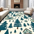 thumbnail image 1 of ODIKA 8'x10' Machine Washable Non-Slip Area Rug, Rustic Winter Wonderland Scene with Cabin Appeal High Traffic Rug with Pad, Ivory, 656102, 1 of 8