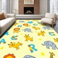 thumbnail image 1 of ODIKA 8'x10' Machine Washable Non-Slip Area Rug, Safari Friends ABC Adventure with Playful Creatures High Traffic Rug, Yellow, 698360, 1 of 7