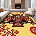 thumbnail image 1 of ODIKA 8'x10' Machine Washable Non-Slip Area Rug, Samurai Warrior Crest Design Anti Slip with Traditional Motifs High Traffic Rug, Red, 655543, 1 of 7