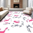 thumbnail image 1 of ODIKA 8'x10' Machine Washable Non-Slip Area Rug, Santa Sleigh Vintage Lettering Interlocking Starburst Design High Traffic Rug with Pad, Pink, 736014, 1 of 8