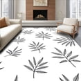 thumbnail image 1 of ODIKA 8x10 Machine Washable Non-Slip Area Rug, Scandinavian Fern Branch Minimalist Botanical Motif High Traffic Rug, Black, 455918, 1 of 7