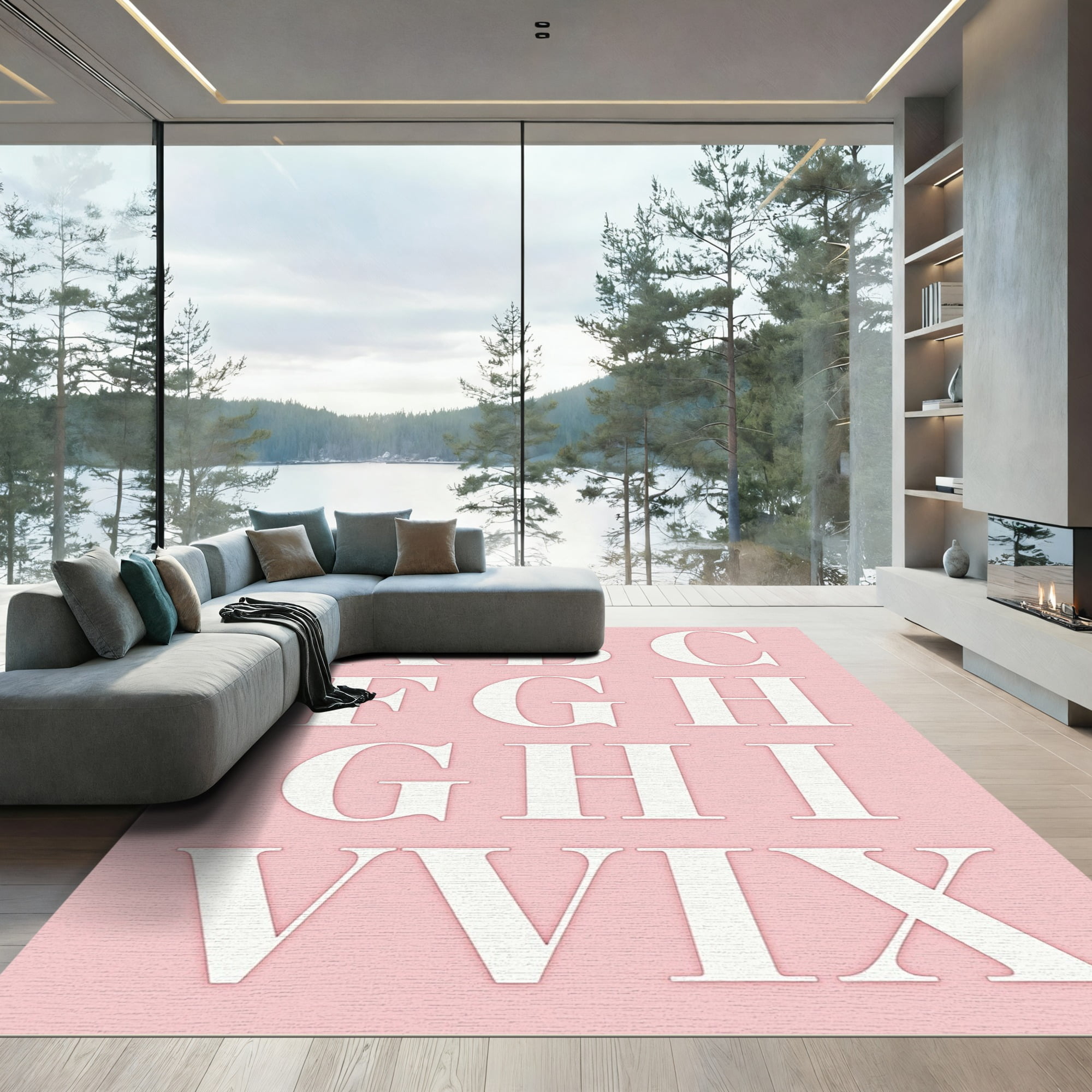 Literacy Rug ODIKA 8'x10' Machine Washable Non-Slip Area Rug, Scholarly Language ...