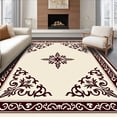 thumbnail image 1 of ODIKA 8'x10' Machine Washable Non-Slip Area Rug, Scroll Work with Damask Inspired Flourishes High Traffic Rug, Beige, 661172, 1 of 7