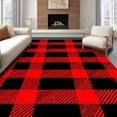 thumbnail image 1 of ODIKA 8'x10' Machine Washable Non-Slip Area Rug, Seasonal Gingham Welcome Vintage Hearth Embellishment High Traffic Rug, Red, 504069, 1 of 7