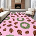 thumbnail image 1 of ODIKA 8'x10' Machine Washable Non-Slip Area Rug, Seasonal Pinecone Cluster Wreath Holiday Tree Foundation High Traffic Rug, Pink, 741239, 1 of 7
