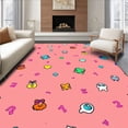 thumbnail image 1 of ODIKA 8'x10' Machine Washable Non-Slip Area Rug, Sequential Number Path with Whimsical Animal Friends Design High Traffic Rug, Pink, 725433, 1 of 7