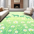 thumbnail image 1 of ODIKA 8'x10' Machine Washable Non-Slip Area Rug, Serene Meadow Wildlife Sanctuary Printed Nursery Floor Covering High Traffic Rug, Green, 514036, 1 of 7