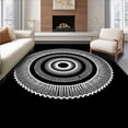 thumbnail image 1 of ODIKA 8'x10' Machine Washable Non-Slip Area Rug, Shag With Starburst Medallion High Traffic Rug, Black, 351670, 1 of 7