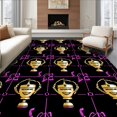 thumbnail image 1 of ODIKA 8'x10' Machine Washable Non-Slip Area Rug, Slam Dunk Championship Trophy Motif Sports Floor High Traffic Rug with Pad, Black, 670142, 1 of 8