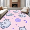 thumbnail image 1 of ODIKA 8'x10' Machine Washable Non-Slip Area Rug, Sleepy Cat Dreamland Design Fluffy Anti Skid Nursery Floor Cover High Traffic Rug, Pink, 722604, 1 of 7